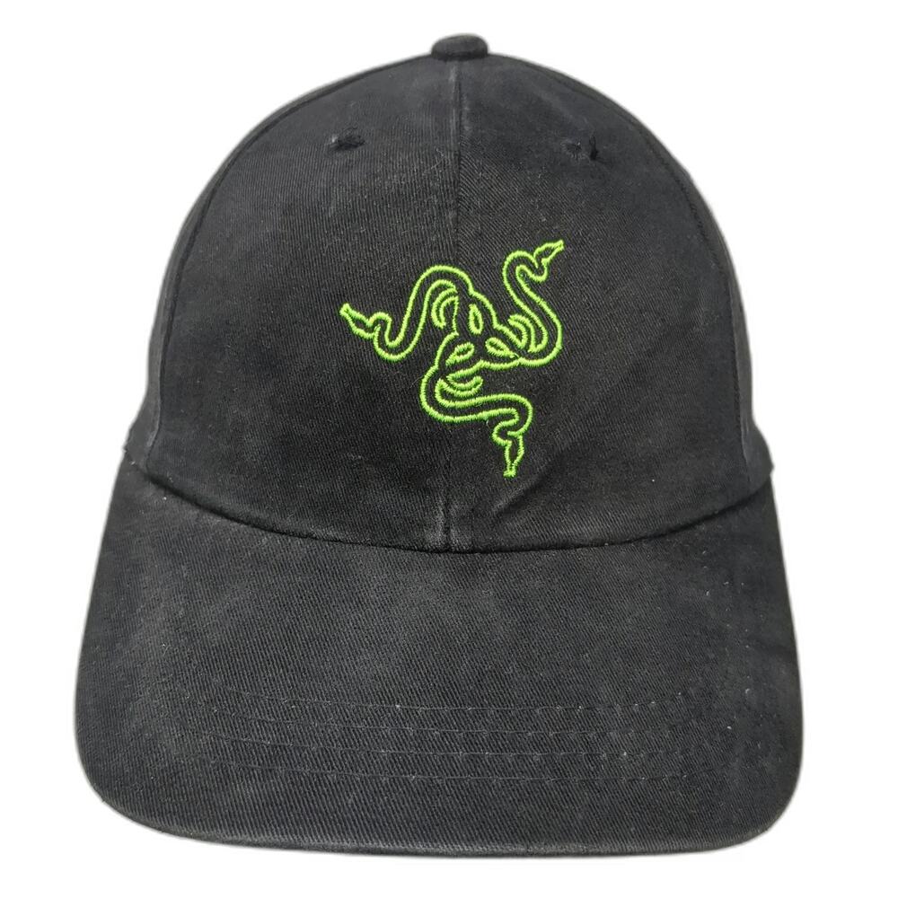 Razer Baseball Cap Black One Size Embroidered Logo Gaming Green Hat Strapback